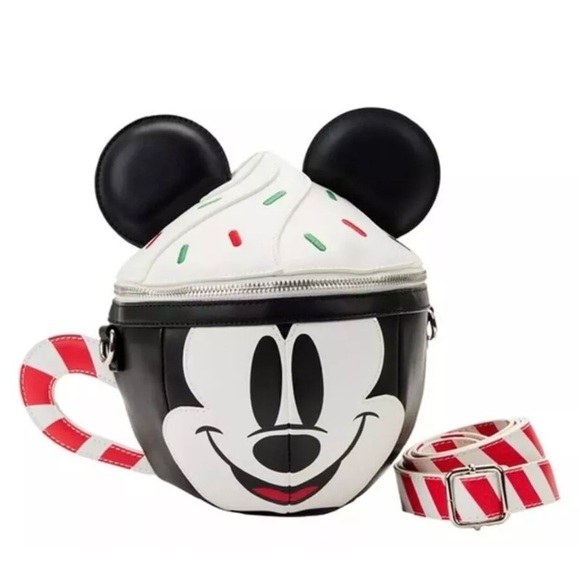 Loungefly Disney Mickey Mouse Hot Cocoa Mug Holiday Crossbody Bag NWT Christmas - Picture 7 of 7